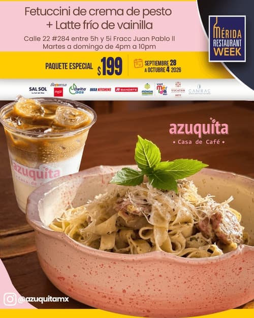 Póster del menú de Mérida Restaurant Week de AZUQUITA CASA DE CAFÉ