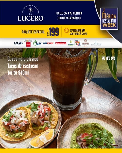 Póster del menú de Mérida Restaurant Week de EL LUCERO