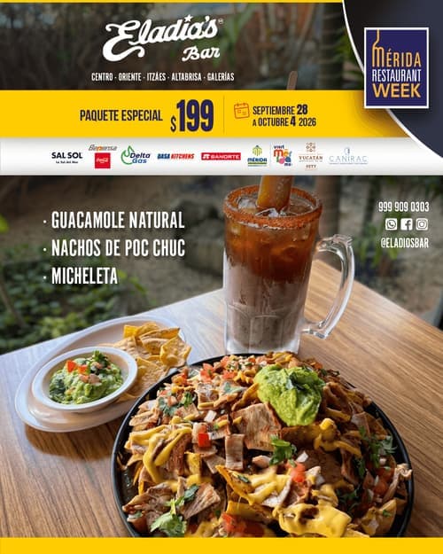 Póster del menú de Mérida Restaurant Week de ELADIOS. Itzáes