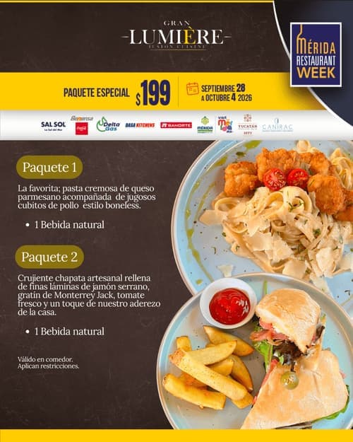 GRAN LUMIERE — Mérida Restaurant Week menu poster