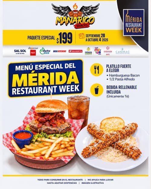 Póster del menú de Mérida Restaurant Week de MANARICO