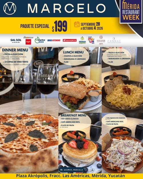 Póster del menú de Mérida Restaurant Week de MARCELO