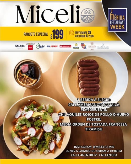 Póster del menú de Mérida Restaurant Week de MICELIO