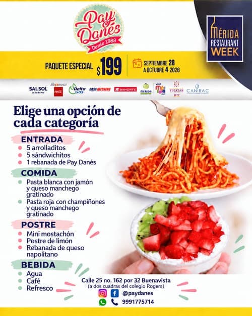 Póster del menú de Mérida Restaurant Week de PAY DANÉS