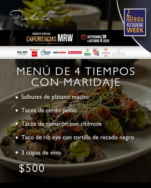 Póster del menú de Mérida Restaurant Week de PICHETA