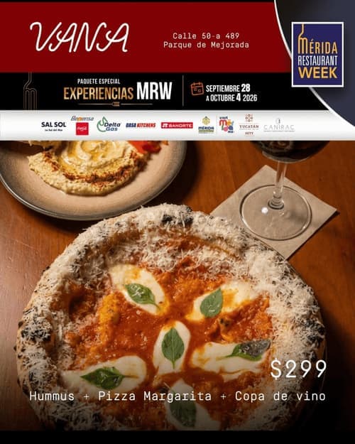 Póster del menú de Mérida Restaurant Week de VANA. Mejorada