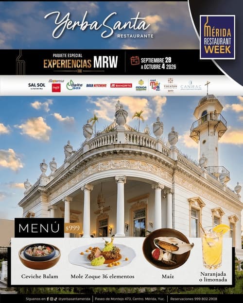 YERBA SANTA — Mérida Restaurant Week menu poster